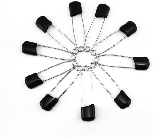 yueton 50pcs Black Plastic Head Baby Safety Pins, Safety Locking Baby Cloth Diaper Pins