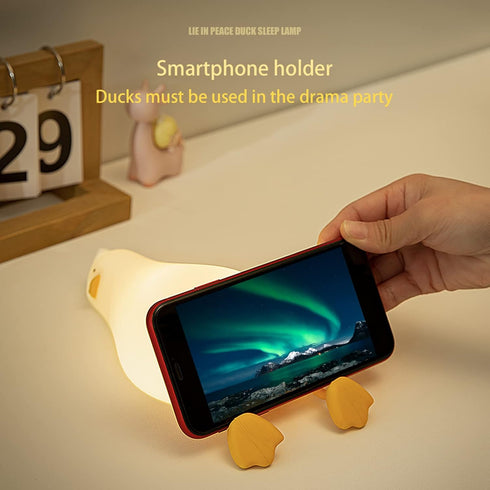 MUID Dimmable Benson Lying Flat Duck Night Light, LED Squishy Duck Lamp, Cute Light Up Duck, Silicone Nursery