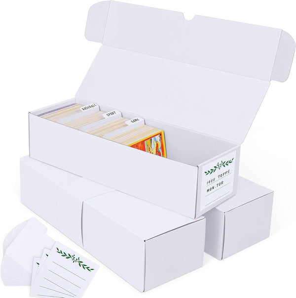 Trading Card Storage Box, Cardboard Boxes with Dividers for Baseball, Sports, Game Collection Organizer