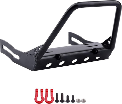 Metal RC Crawler Front Bumper with Winch Mount Shackles for Axial SCX10 & SCX10 II, Redcat Gen7 Gen 8 Upgrades (Type A)