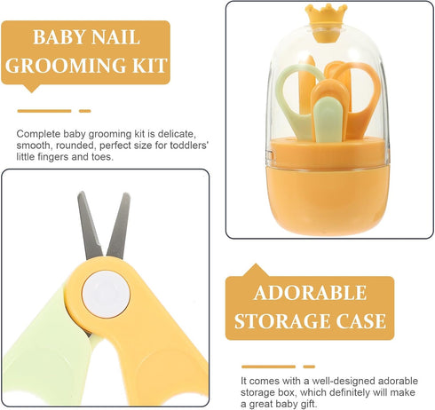 Set 4pcs Nail Clippers Kit Grooming Newborn Manicure Tools Yellow Nail Care Accessories for Boys