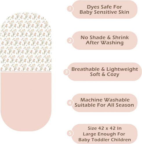 Pack 2 43"X43" of Ultra Soft Muslin Baby Blankets for Girls Boys Breathable Lightweight Cotton Muslin Swaddle Blankets