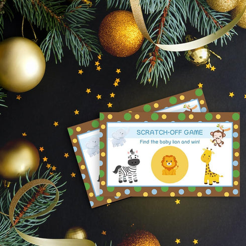 50 Pack Animal Theme Scratch Off Game, Elephant Giraffe Lion Monkey Cards for Birthday Party Activity