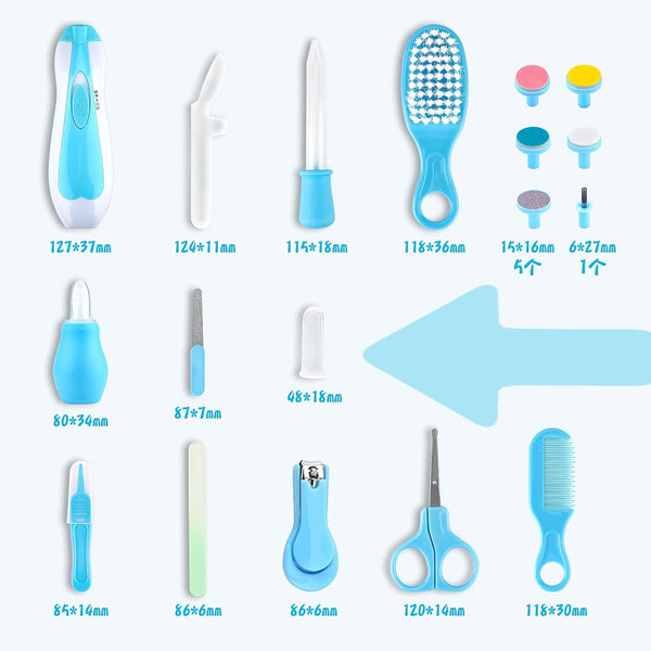 Set (Blue-20 1) Baby Grooming Kit, Infant Safety Care with Hair Brush Comb Nail Clipper Nasal Aspirator,Baby Essentials