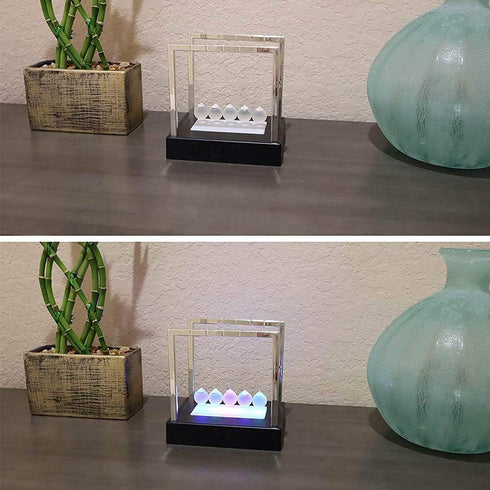 Newton's Cradle Balance Ball LED Light Up Pendulum Balls, Physics Science Ornaments for Desk Decoration