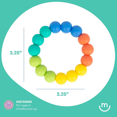 Rainbow Ring Teether | Non-Toxic, BPA Free Silicone Baby Teether Ring | Soft, Easy Grip Toy to Soothe Gums
