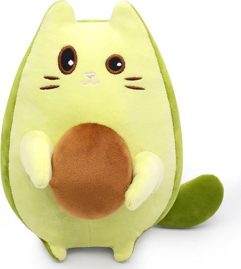 Cat Stuffed Animal Avocado Pillow Plush, Cute Kawaii Green Avocado Cat Plush Toy for Kids