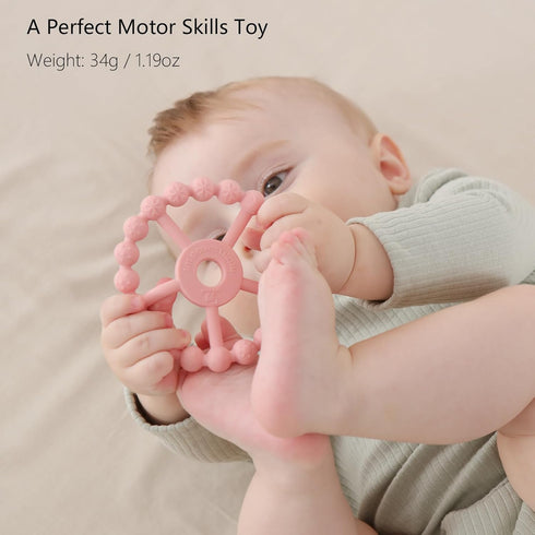 3 Pack Ring Teether, Silicone Teething Ring Toys for Babies 0-6 Months, Easy to Grasp Toy for Teething Relief