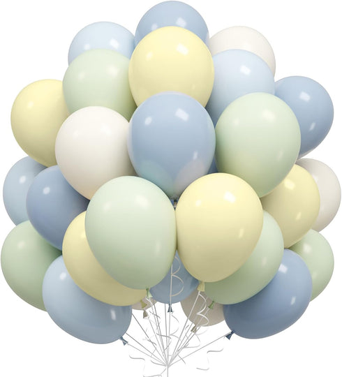 Blue and Green Balloons, Baby Shower Balloons 50Pcs 12 Inch Pastel Light