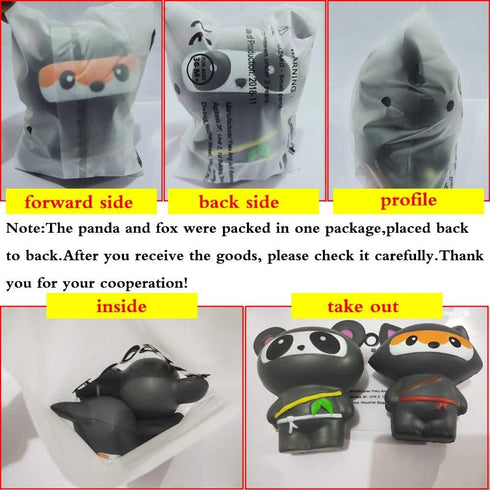 Anboor 2 PCS Squishies Ninja Jumbo Panda and Fox - Slow Rising Kawaii Scented Soft Animal Toys