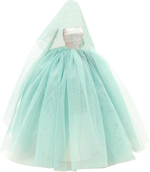 BARWA Light Blue Wedding Dress with Veil for 11.5 Inch Girl Doll, Evening Party Gown