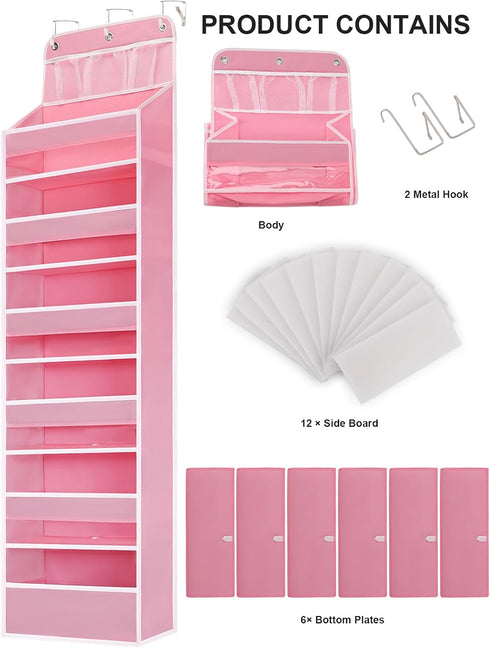 Closet (6 Over Door Hanging Organizer, No Tilt Baby Organizer for Diaper Kids Toys, Hanging Organizer Storage