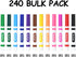 Rarlan pack, 12 240 Count Washable Markers Bulk, Markers for Kids, Bulk Colors