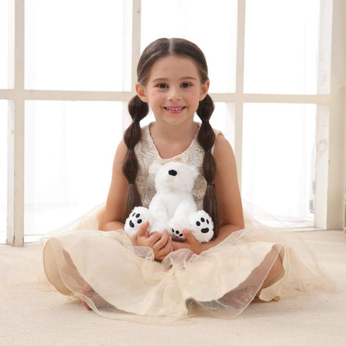 Plush White Polar Bear Stuffed Animal Toy, Soft Cuddly Apricot Lamb for Child (8 Inches)