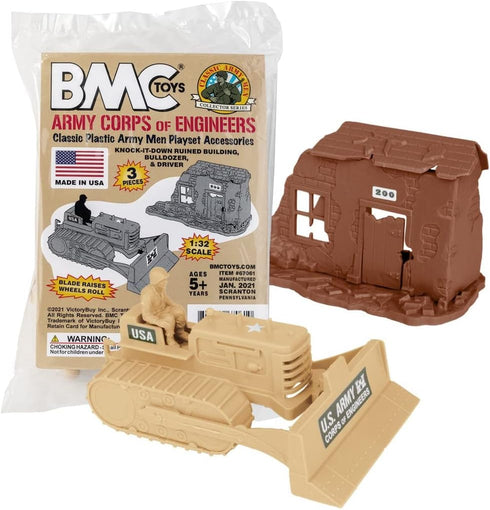 BMC Bulldozer Building Playset - Classic Army Corps of Engineers Plastic Army Men