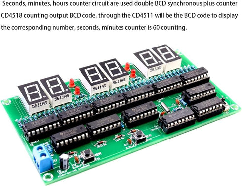 DIY Electronic Clock Kit, 6 Bit Digital Circuit Soldering Kit for Skill Contest Training Materials