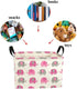 Elephant Print Rectangular Storage Bin, Canvas Fabric Toy Box, Waterproof Coating Nursery Hamper with Handles, Gift