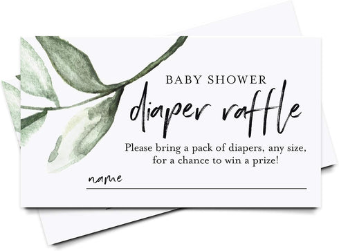 Bliss Collections Diaper Raffle Tickets for Baby Shower, Rustic Greenery, 50 Cards
