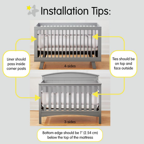 3mm 4FS 3 4 BreathableBaby Breathable Mesh Liner for Full-Size Cribs, Classic Mesh, Starlight (Size Covers or Sides)