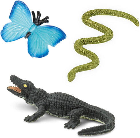Pack 8 5+ Safari Ltd. Good Luck Minis Rainforest Fun Mini Figurines Including Snake, Frogs, Butterfly, Chimpanzee