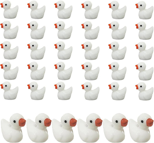 Pack of 36 Tiny Ducks, Little Plastic Mini Resin Ducks for Garden Decorations, Dollhouse Miniatures, Crafts