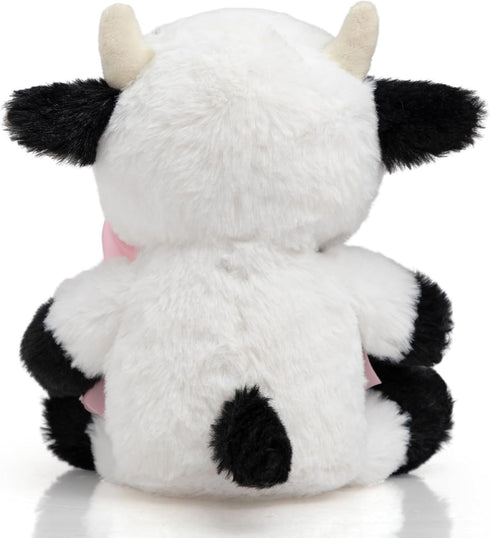 10'' Cow Stuffed Animal Baby Cow Plush with Big Bow Tie Cute Plush Toy Gift for Kids