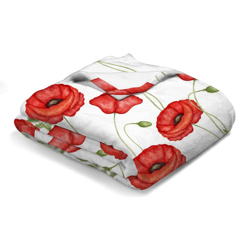 Boho Retro Poppy Flowers Leaves Baby Blanket, Red Poppy Floral Spring Blossom Swaddle Blanket 30x40