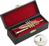 Dselvgvu Copper Miniature Trumpet with Stand and Case, Mini Musical Instrument for Dollhouse Model (4.65"x1.18")