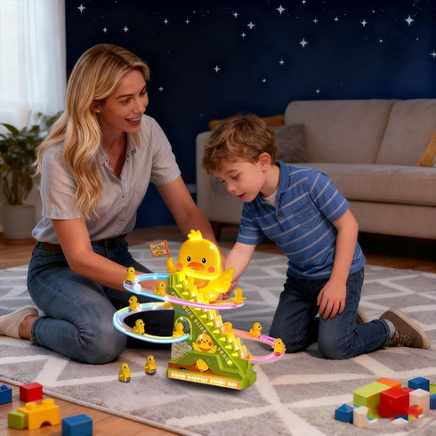 RCOOS Set Duck Climbing Toy Electric Light Slide Climbing Toys for Automatic Stairs,Playful Santa Race Game Christmas