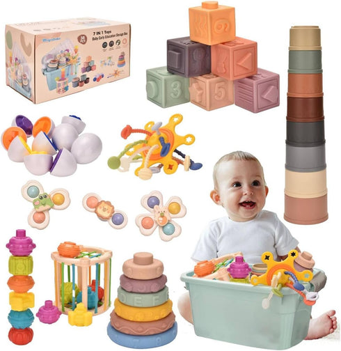 Majabike Baby Toys 6 to 12 Months 7 in 1 Montessori Teething Toys