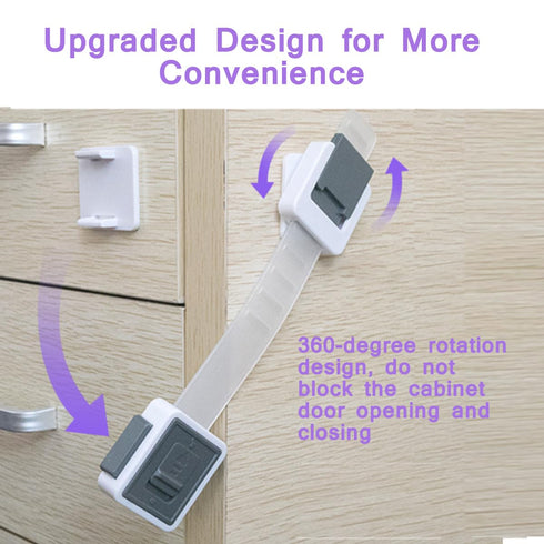 Child Proof Cabinet Locks, 4 Pack for Drawer Cupboard Dishwasher Pantry Toilet, Adhesive Safety Baby Proofing Fridge