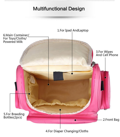Insular Mummy Backpack Brand Diaper Bag Large Capacity Travel Baby Nursing Diaper Bags for Mum (Ivory)