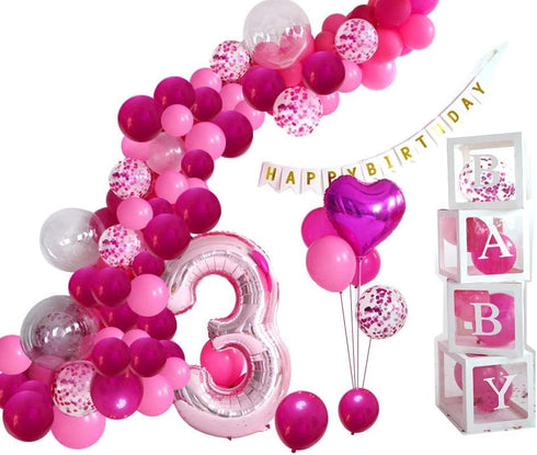 AULE Hot Pink and Pink Balloons, 12 inch, 60 Pcs Premium Latex Confetti Balloons for Party Decorations
