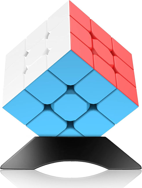nabreeli 3x3 Speed Cube Stickerless with Stand & Tutorial: Problem-Solving Brain Teaser, Easy