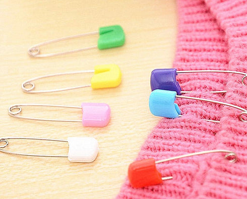 Kinteshun Baby Safety Pins, Kid Secure Clips Diaper Bib Nappy Pin with Safe Lock, 50pcs, 1.6 inches, 7 Assorted Colors