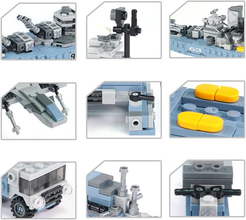 Military Army Building Toys 8IN1 USS Missouri Battleship STEM Building Blocks for Boys 3-12 Years Old, 25 Models