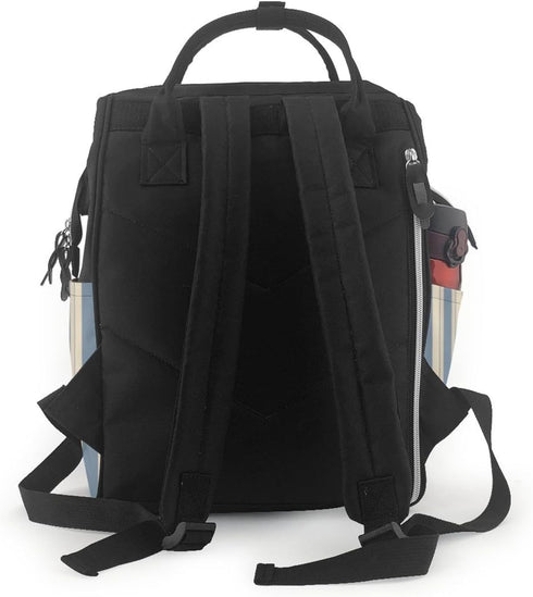 FHEDVBN Backpack Mummy Backpacks Daypack Blue Beige Stripe Diaper Bag for Women Multifunction Waterproof for Mom Dad