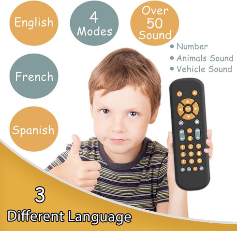 Baby TV Remote Control Toy with Music, Sound, and Light, Realistic Educational Learning Toy for 6-36 Months Boys and