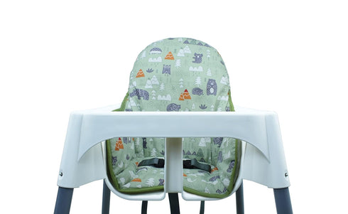 ZARPMA Cotton Seat Covers for IKEA Antilop Highchair,Cotton Surface and Padded,Forest Pattern Foldable Baby Highchair