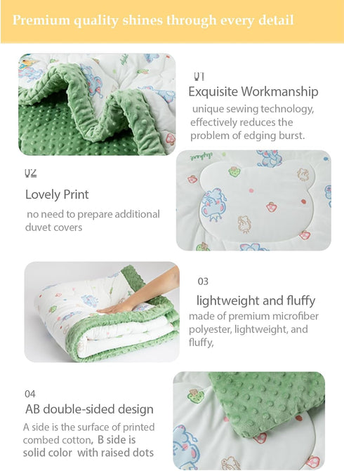 47x59 Inch, Toddler Comforter Lightweight Down Alternative Quilted Blanket for Crib & Toddler Bed, Soft Minky Dots Baby
