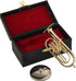 Dselvgvu Miniature Copper Baritone Horn with Stand and Case, Mini Musical Instrument for Dollhouse Decoration