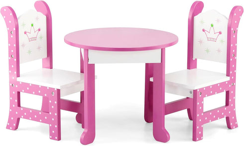 Emily Rose Wish Crown 18 Inch Doll Dining Set Wooden Table &