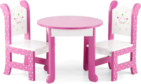 Emily Rose Wish Crown 18 Inch Doll Dining Set Wooden Table &