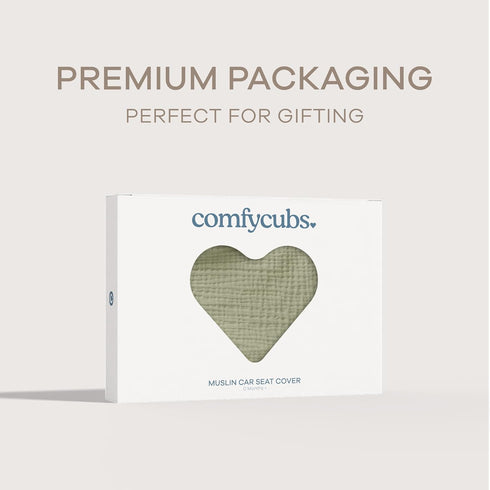 Comfy Cubs Baby Car Seat Cover - Soft, Breathable Bamboo Rayon and Muslin Cotton Blend - Lightweight Canopy for Sun