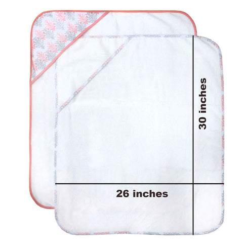 2 pack Set Baby Hooded Towel - Pink Trim