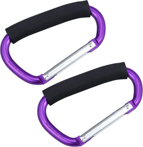 JIALEEY Strong Large Durable Buggy Carabiner Stroller Hooks, Mummy Clip for Pram, Pushchair, Grocery Holder, 2 Pack