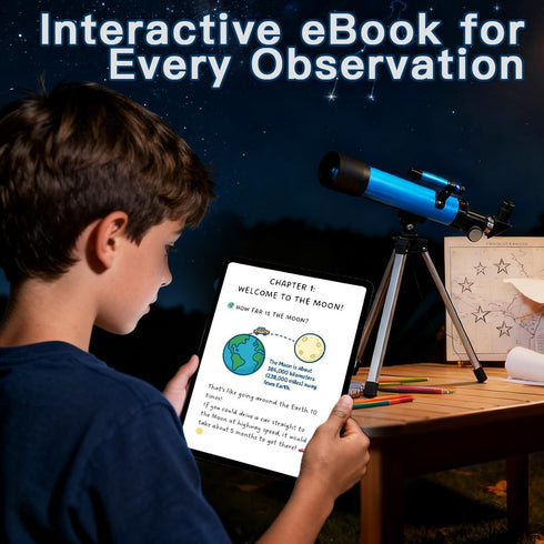 Luzsco 50mm 100x 2 6-12, Telescope for Kids Magnification Beginner Telescopio with Tripod, Eyepieces & Finder Scope