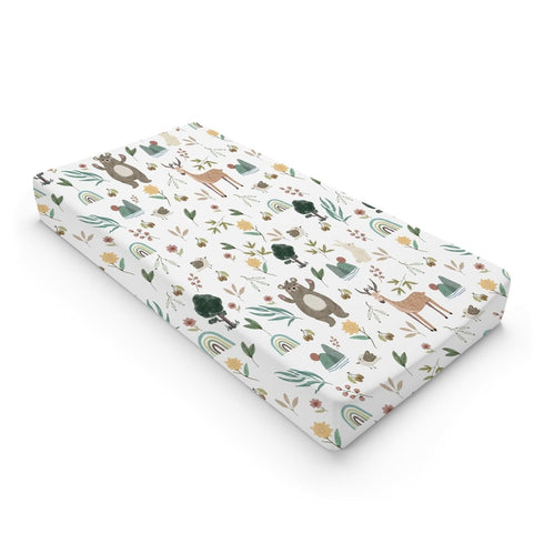 Baby Spring Woodland Animals Changing Pad Cover Sheets, 32''x16'' Fitted for Boy Girl with Bear Deer Bunny