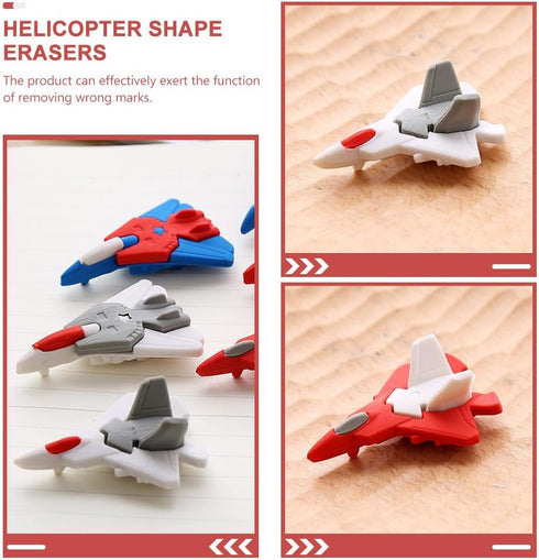 jojofuny 18Pcs Cartoon Helicopter and Airplane Erasers, Cute Novelty Puzzle Erasers for Party Favors