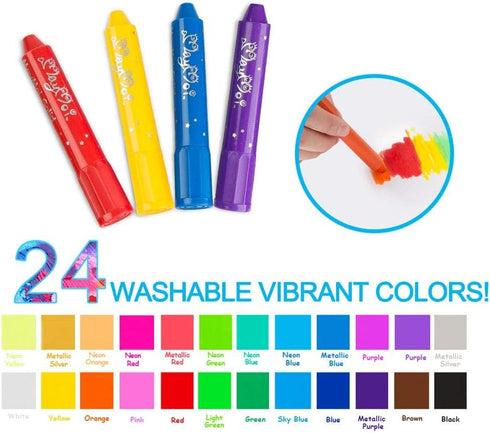 24 MayMoi Tempera Paint Sticks - Bright Colors, Quick Drying, Easy to Color and Washable Crayons for Teens and Students